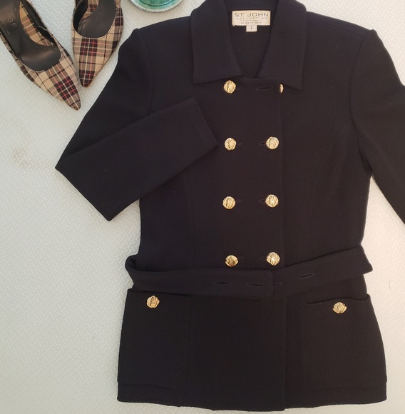 St. John Collection Jackets & Blazers - St. John Collection Marie Gray black knit jacket